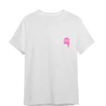 Camiseta blanca Aypanda con logo de panda rosa en el pecho.