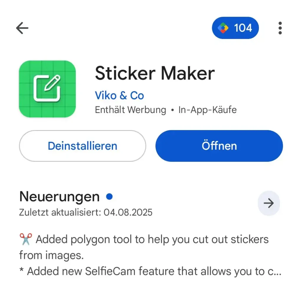 Aypanda | Creador de Stickers para WhatsApp Captura de pantalla de la app "Sticker Maker" en Google Play, la herramienta ideal de Aypanda para crear stickers para WhatsApp.